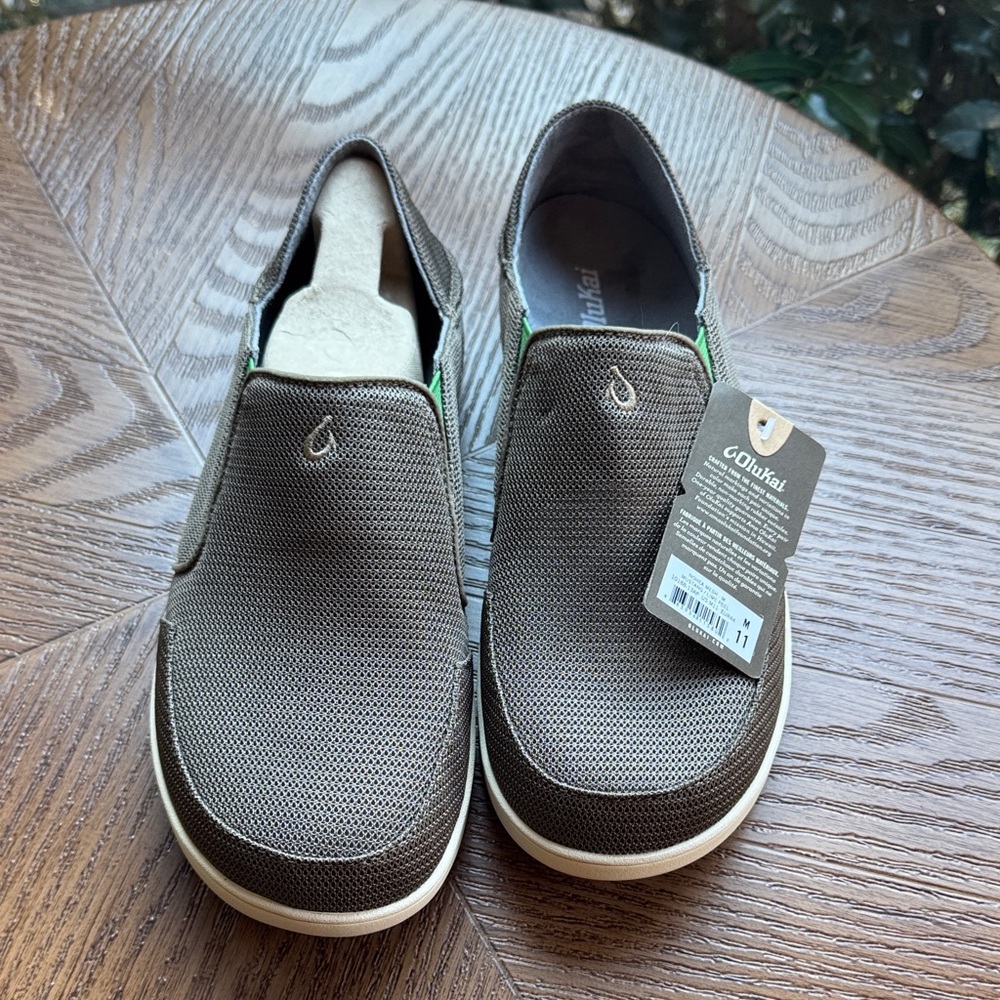 OluKai Nohea mesh mustang/ lime peel Men's Slip-On Loafers
